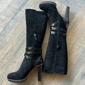 Tod’s Black Suede High-Heel Platform Boots size 39